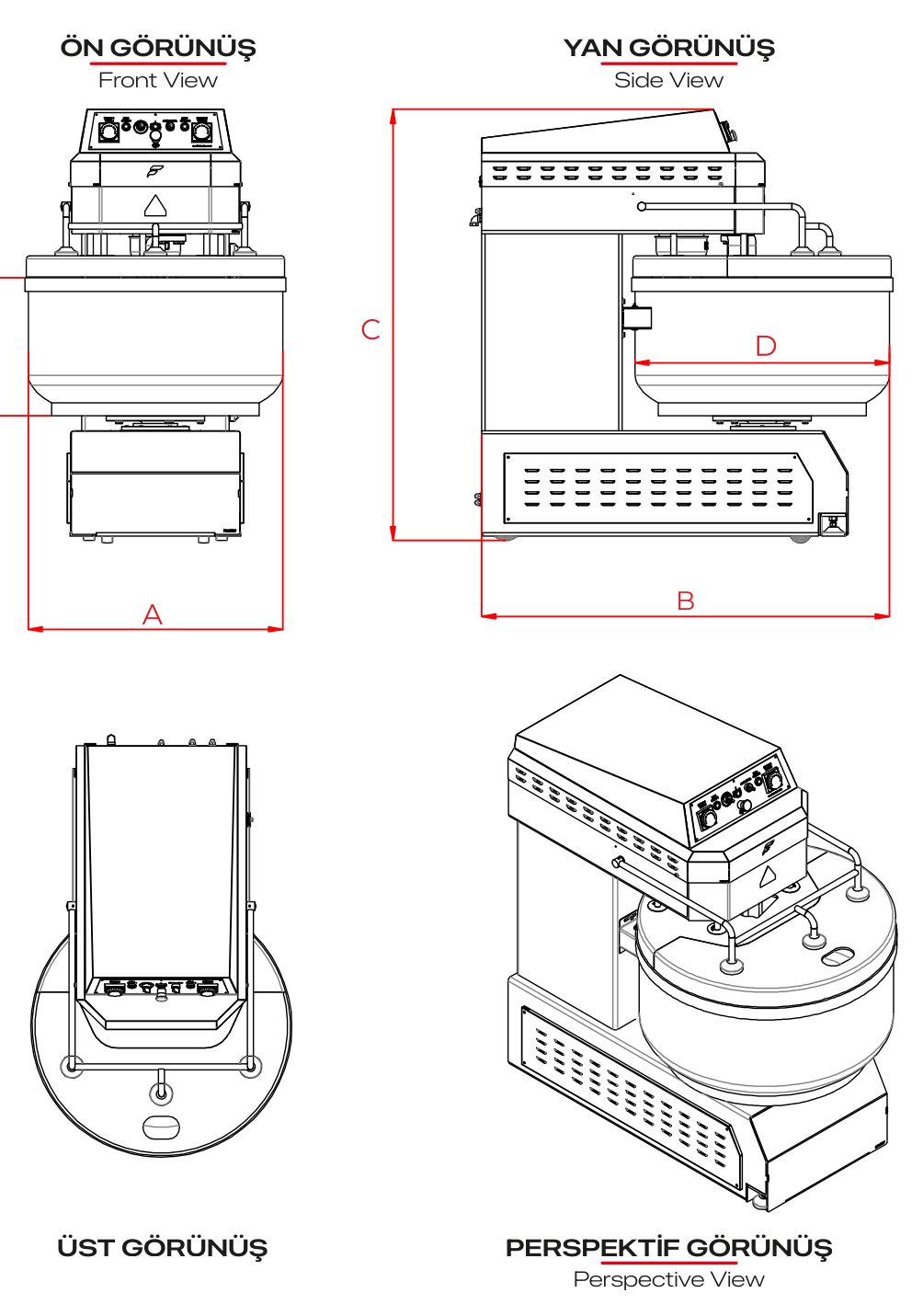 SPM 200 — Teknik çizim ve montaj ölçüleri